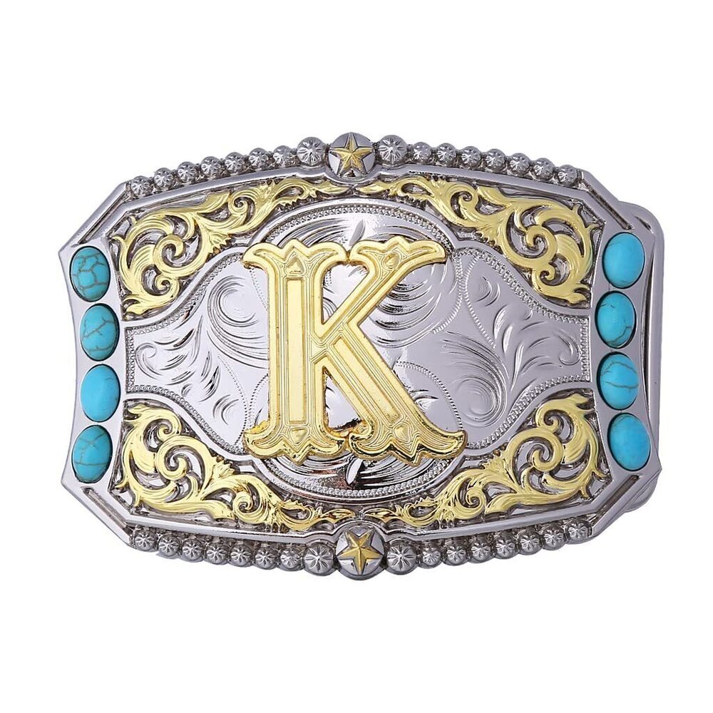 8336 Western Belt Buckle Cowboy Rodeo Initial Letters ABCDEFG to Z
